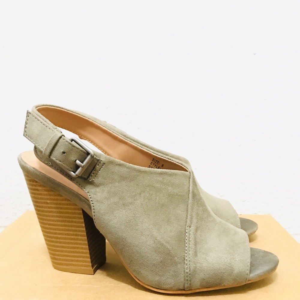 Joe’s Jeans Taupe Stacked Heel Buckle Sandals